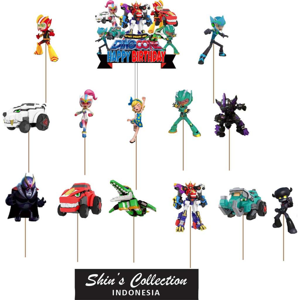 Cake topper Dinocore animasi 3D