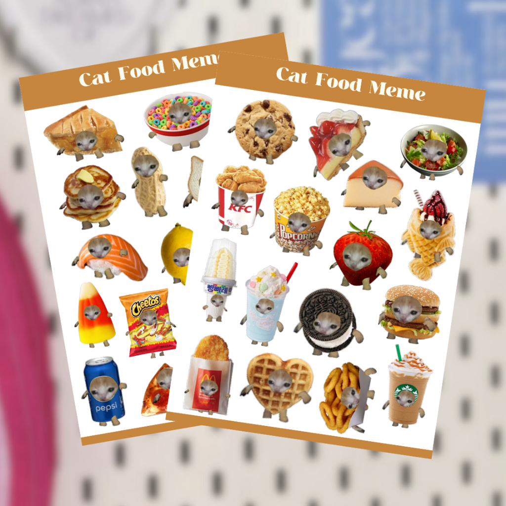 CAT MEME DECO STICKER SHEET / DECO STICKER VINTAGE RETRO ESTHETIC FOR JORNALING