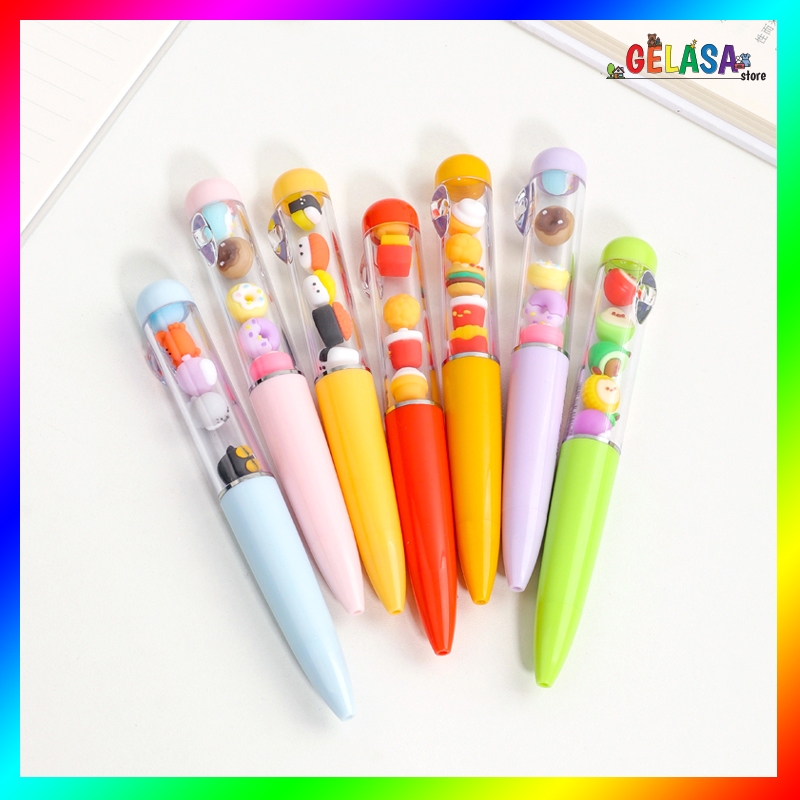 

Gelasa Kuki Jenga Gel Pen Putar dengan mainan silikon imut lucu