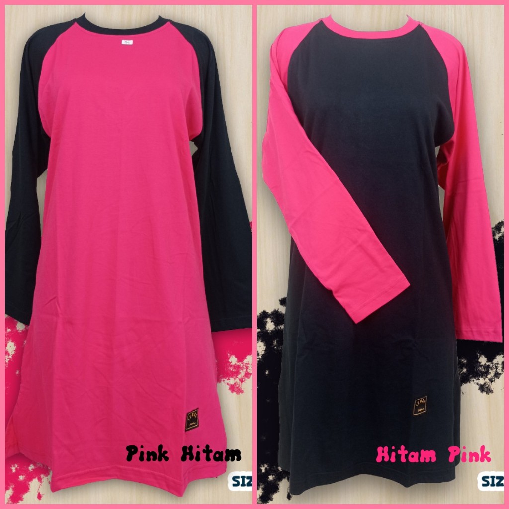 S-XXXL Kaos Polos Tunik Reglan Muslimah Belah Samping/Seragam Olahraga/Reuni/Outbond S-XXXL