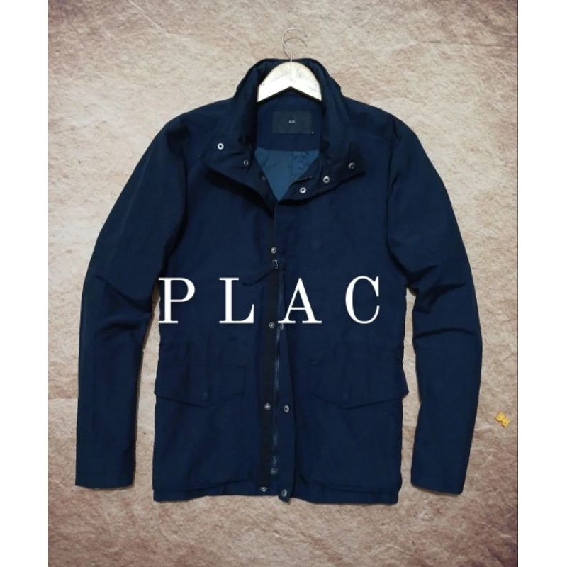 jaket PLAC bahan polyster tebal padat hiden hoodie keren bekas/second/preloved