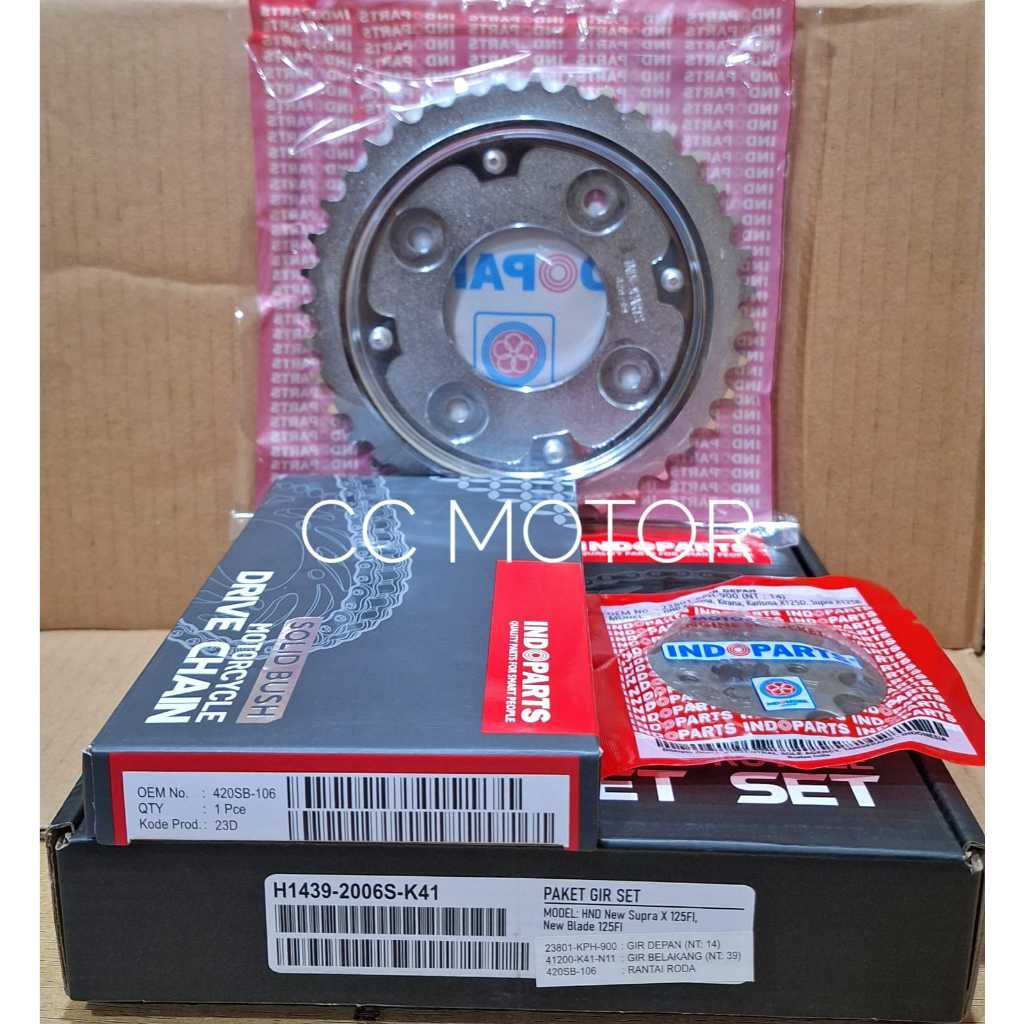Indoparts Gear Set Supra X 125 Injeksi 2016 / Gir Set Supra X 125 Injeksi 2016 / IP-H1439-2006S-K41