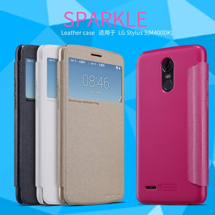 LG STYLUS 3 NILLKIN SPARKLE LEATHER BOOK CASE ORIGINAL