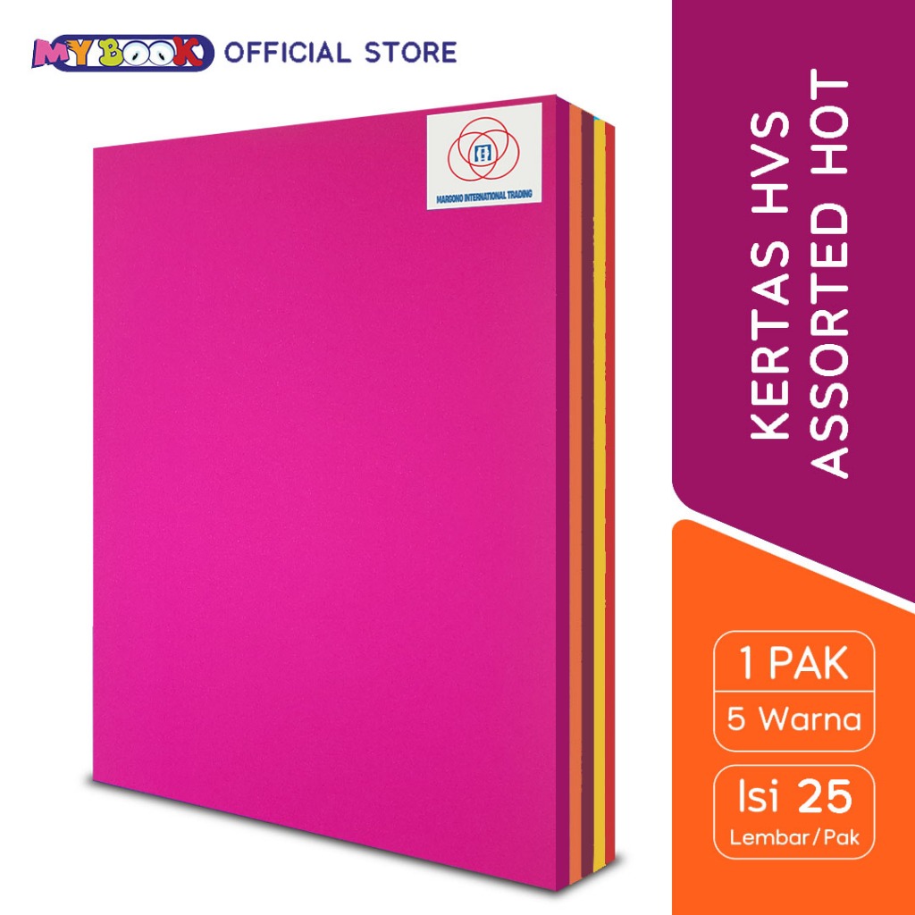

Margono Kertas HVS A4 Warna Assorted Hot Pink Red (5 Warna) 80 gsm - 25 lembar