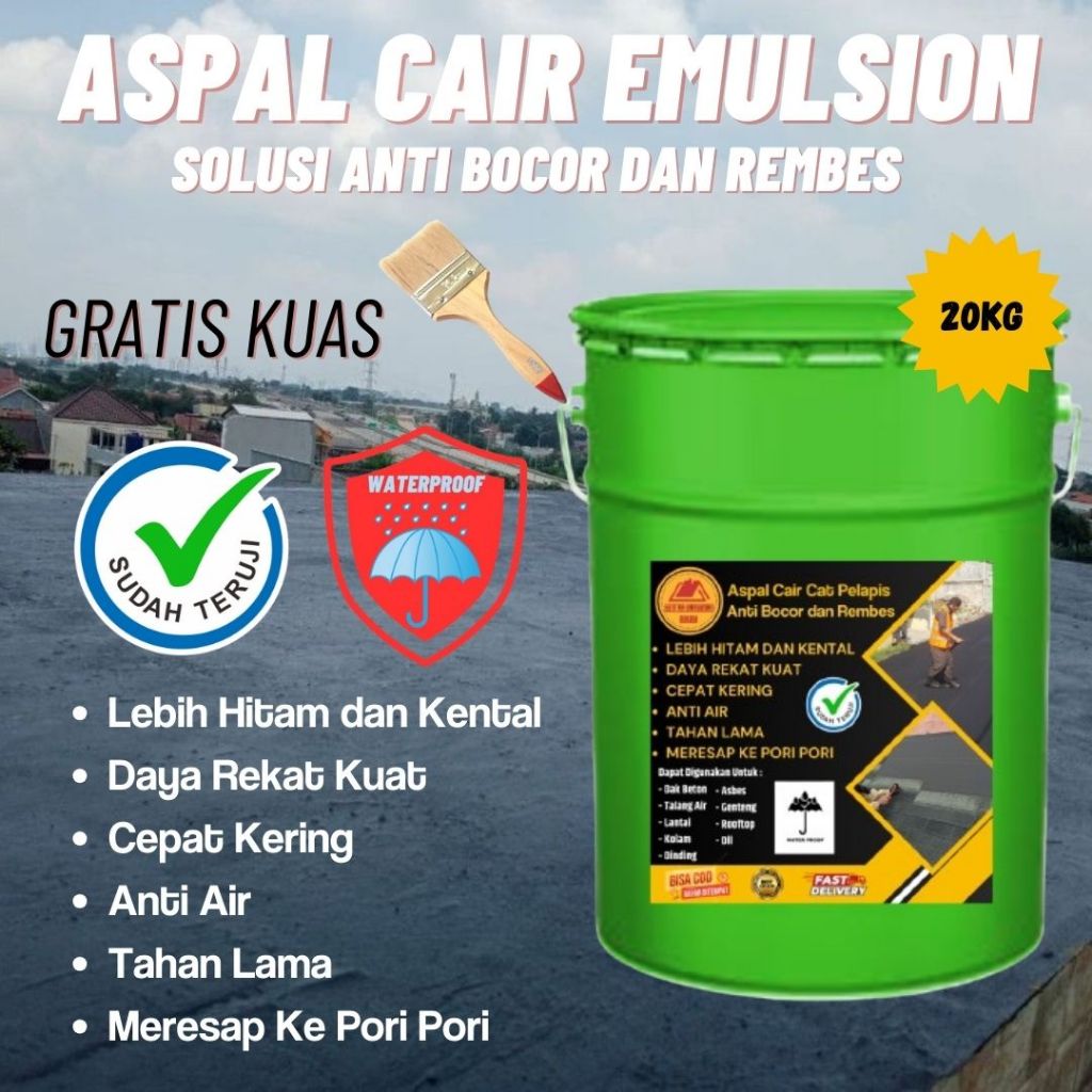 Cat Pelapis Anti Bocor Atap Asbes Seng Rumah Cairan Pelapis Kolam Ikan Anti Rembes Aspal Hitam Cair 