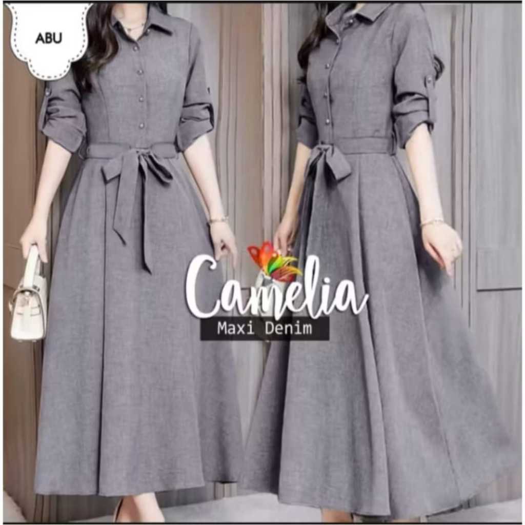 Camelia Midi Dres wanita remaja gaya  Korea style fre Blet - midi dres simpel elegan kondangan kekin