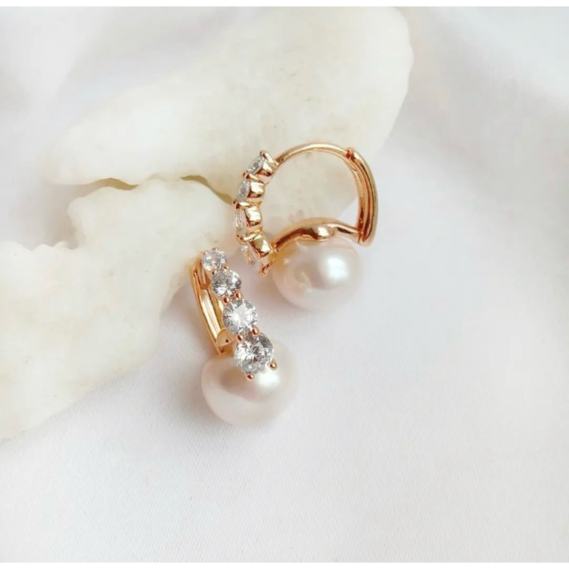 Anting lapis emas mutiara air tawar asli lombok Anting anting wanita Anting mutiara lombok asli Anti