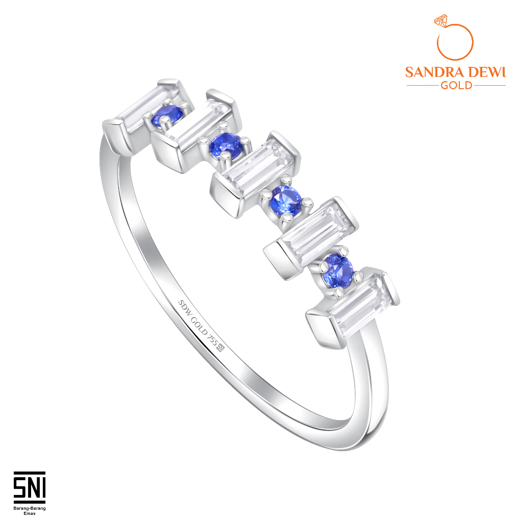 Cincin Sandra Dewi Gold Baguette Sapphire Collections RI221372