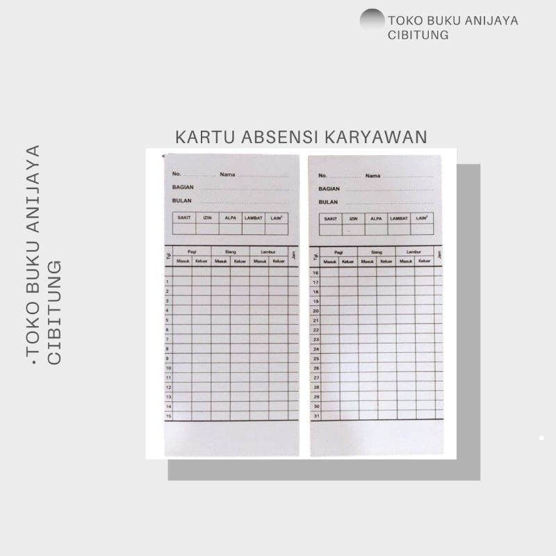 

KARTU ABSEN KARYAWAN / KARTU ABSEN BERKUALITAS PER PAK