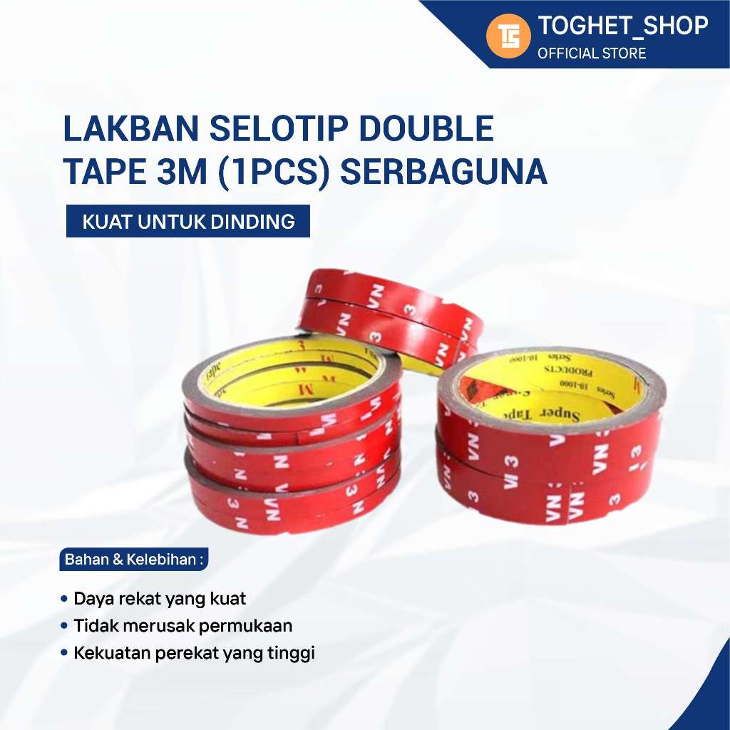 Lakban Selotip Double Tape 3M 1Pcs Kuat Untuk Dinding Tembok Serbaguna Double Tip Kuat Selotip Lakba