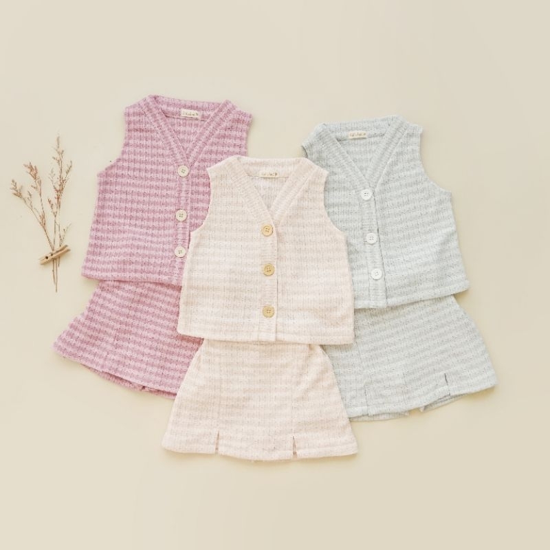 MOON BABY - VINNIE SET / Setelan Rok Anak Perempuan / Setelan Knit Anak Perempuan Tanpa Lengan