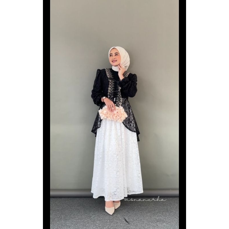 DISKON WISA OUTER TUNIK TILLE BRUKAT CARDIGAN TILLE BROKAT LENGAN PANJANG KEBAYA TUNIK ATASAN OUTHER