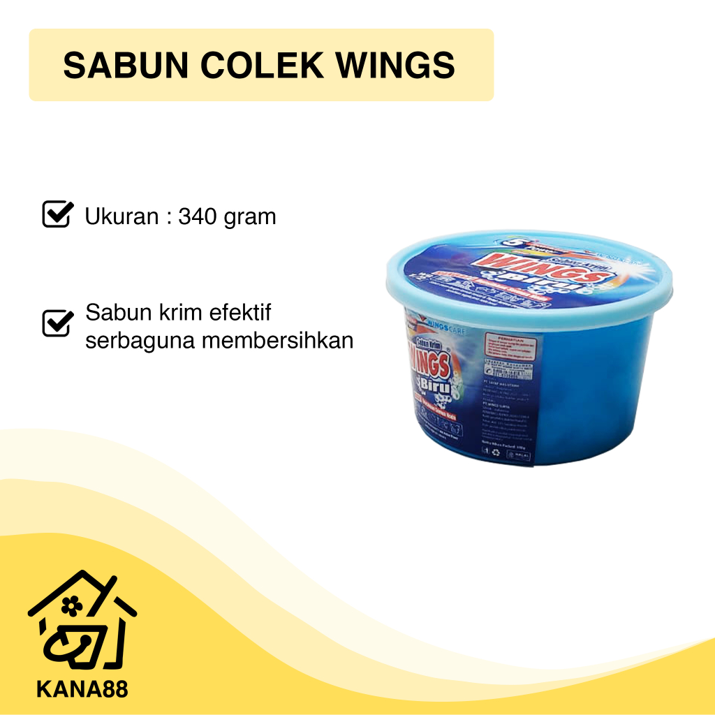 Sabun Colek Krim Wings Biru 1/2 WB 340 Gram Sabun Cuci Baju Pembersih Noda Kain