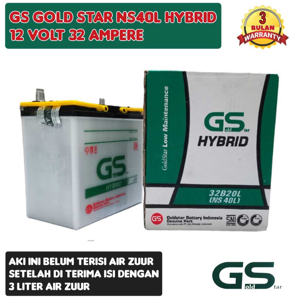 Aki Mobil Ayla/Agya/Calya/Sigra/Jazz/Ertiga/Brio/Karimun/Datsun go/Baleno GS Gold Star Ns40L 32 Ampe