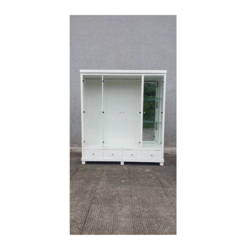 lemari gamis ada cermin dan full kaca 4 pintu