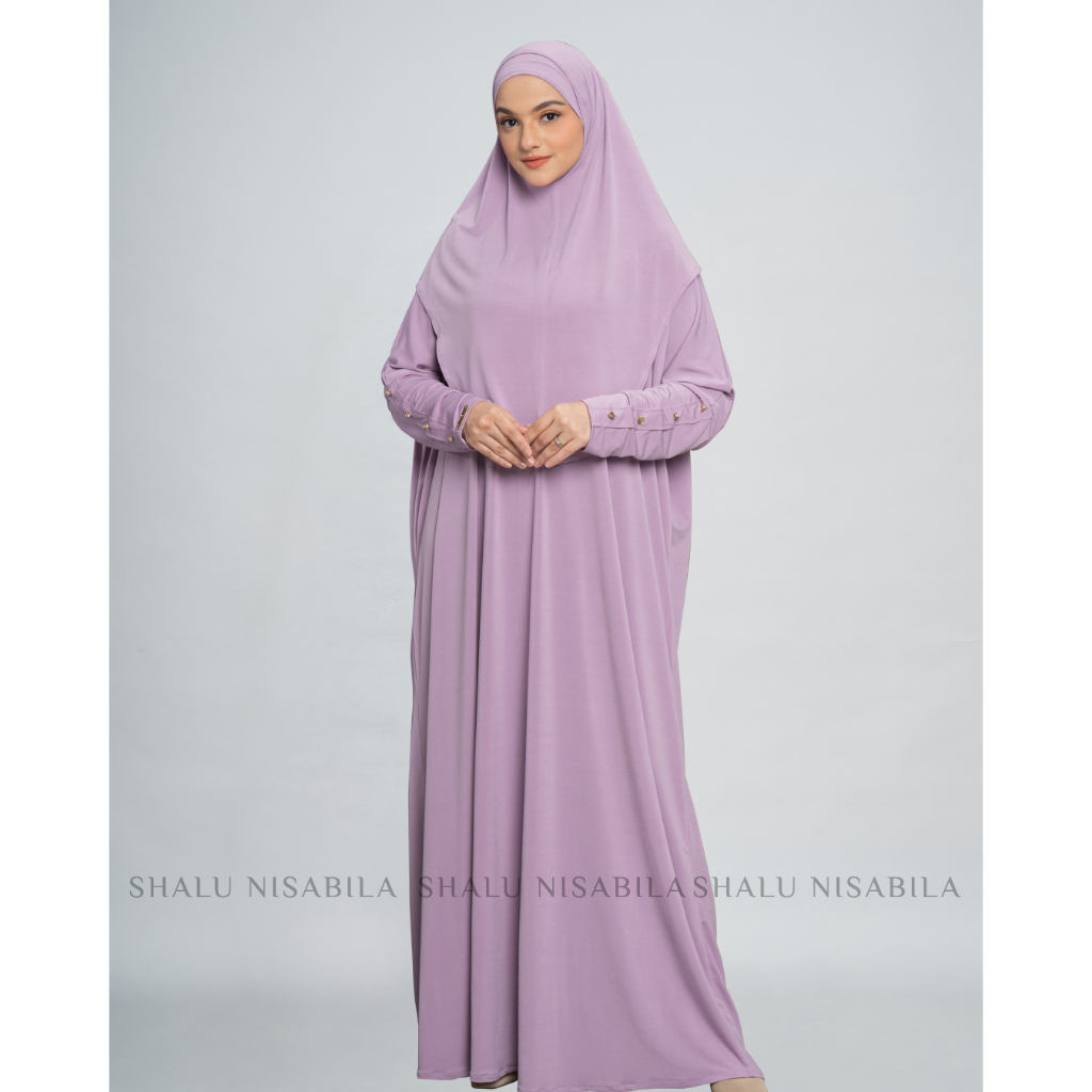 Shalu Nisabila - Amina Syari Gamis Set Hijab Kerudung Khimar Syar'i One set Wanita Terbaru Mewah