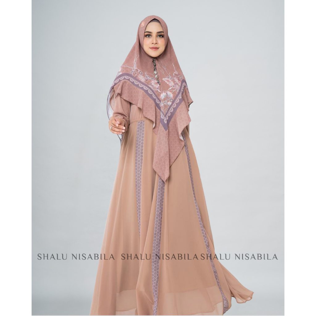 Shalu Nisabila - Bassilia Syari Gamis Dress Printing Premium