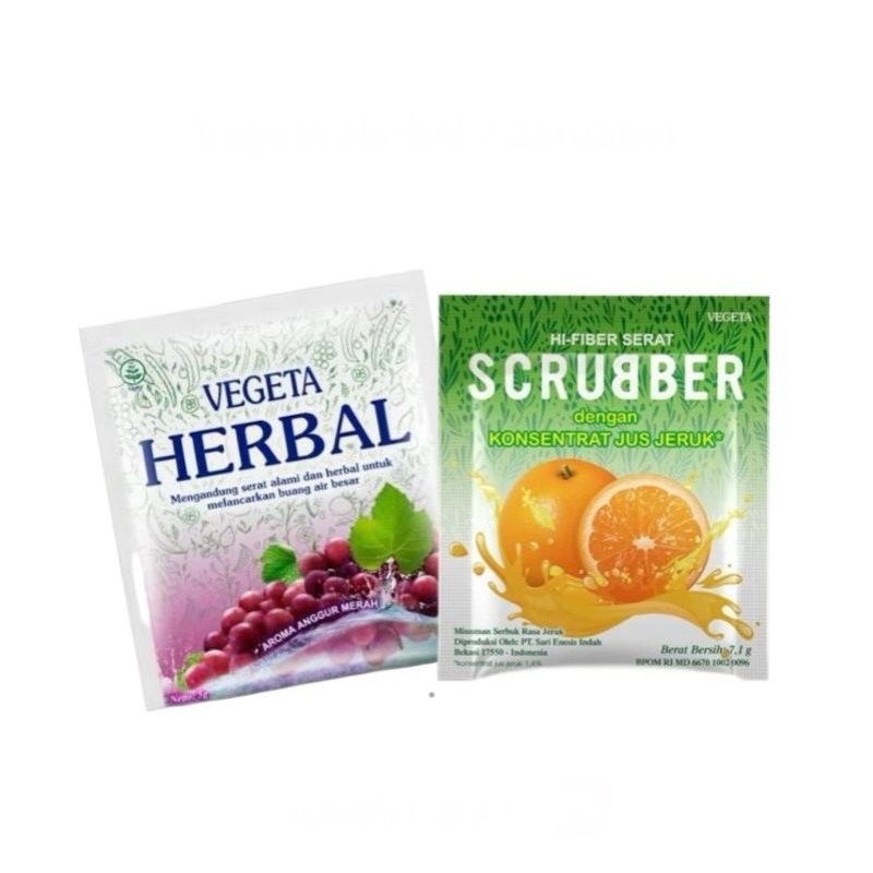 

Vegeta Herbal / Scrubber Hi Fiber Serat Rasa Jeruk 1 Box Isi 6 Sacet