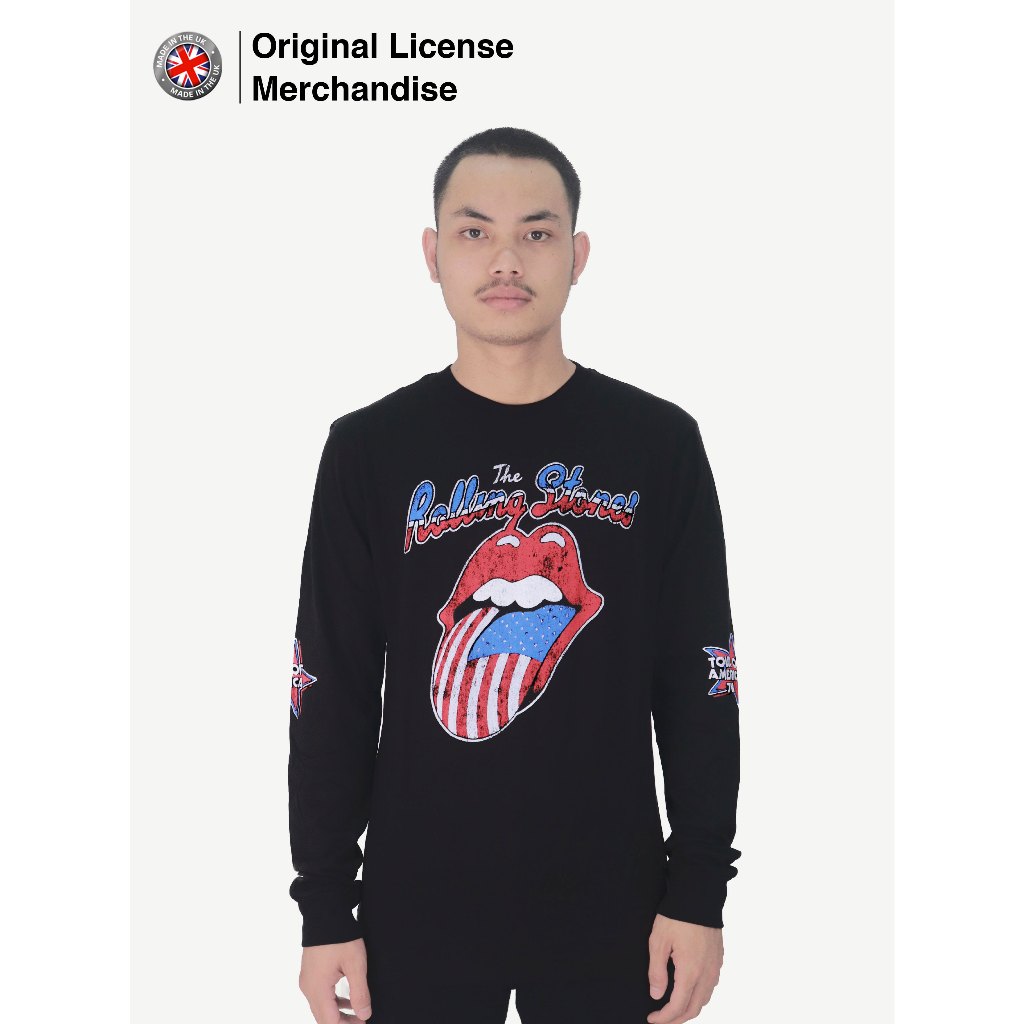 Kaos Baju Panjang Longsleeve Katun Softstyle Pria Band Musik ROLLING STONES Us Tour 78