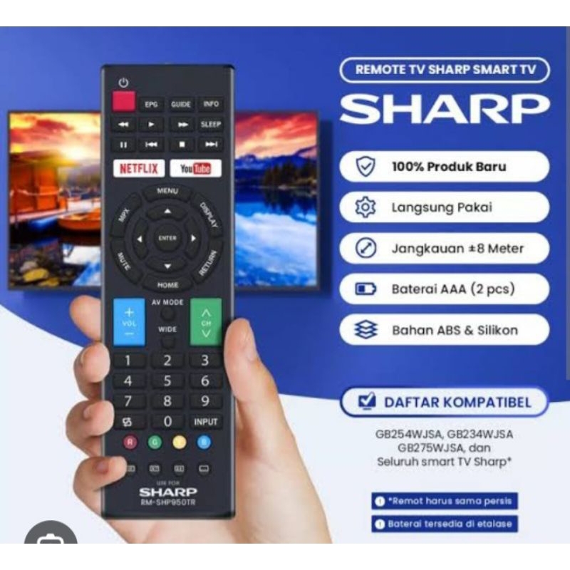 Remot TV Sharp AQUOS Smart tv LED LCD Youtube Netflix