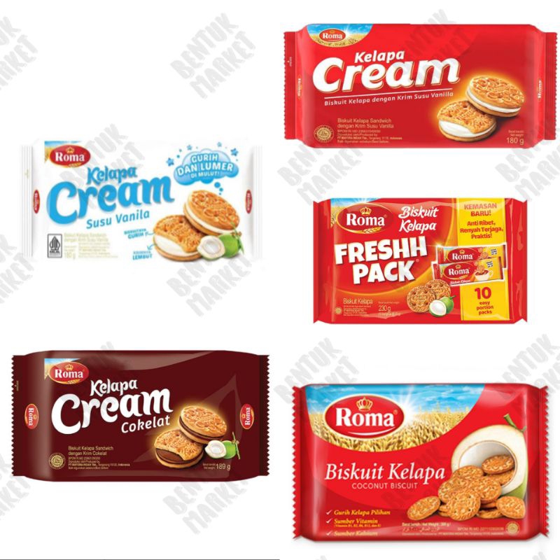 

ROMA Biskuit Kelapa / Roma Cream Coklat / Roma Cream Vanila Roma Biskuit FreshPack / Biskuit Kelapa / Cemilan Instan / Makanan Ringan