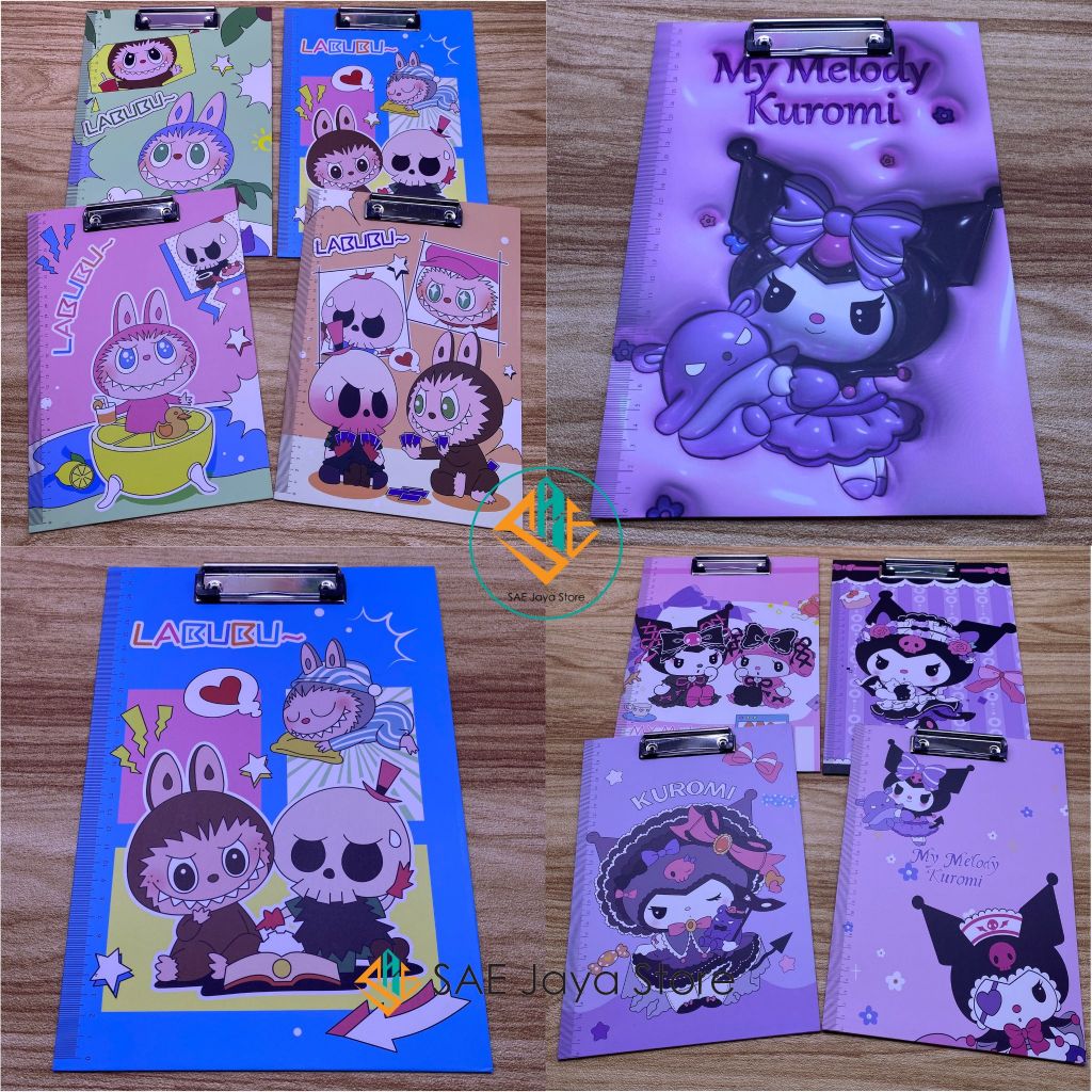 

SAE - PAPAN DADA ALAS UJIAN KARAKTER LABUBU DAN SANRIO KUROMI UKURAN A4 / PAPAN JALAN / PAPAN UJIAN
