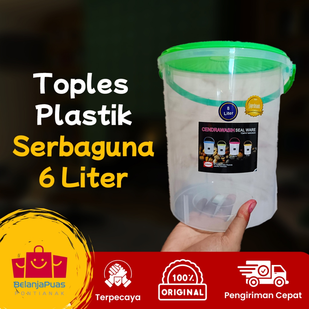 Toples Plastik Serbaguna 8 Liter SHINPO SIP 608 | Toples Makanan | Toples Jumbo | Toples Bening OK