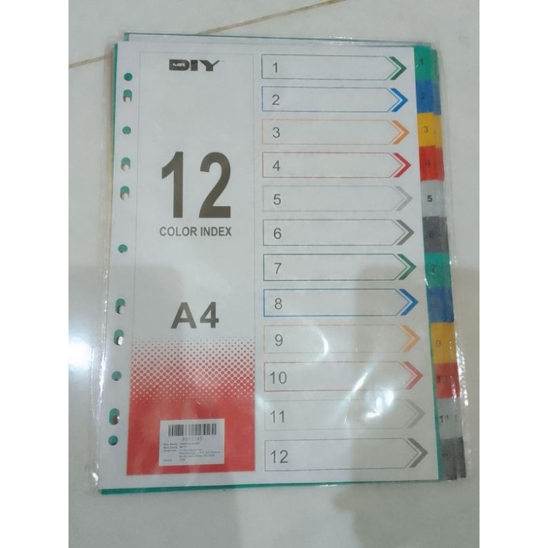 

MR. DIY COLOR INDEX/PEMBATAS BANTEX/PEMBATAS KETAS ISI 12WARNA A4 11HOLE