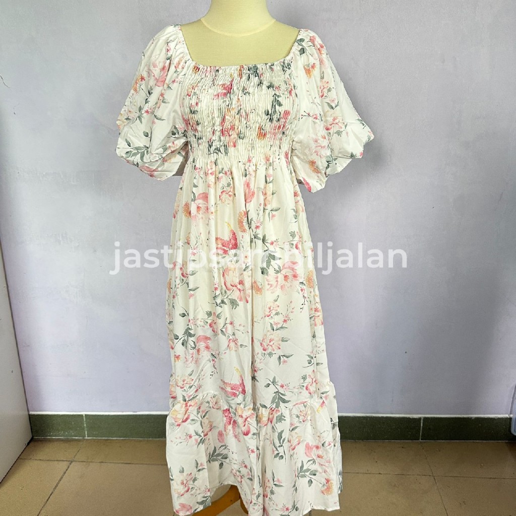 [READY STOCK] Dress Wanita Floral Lengan Balon | 100% Original Bangkok