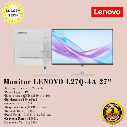 Monitor LED LENOVO L27Q-4A 27" QHD