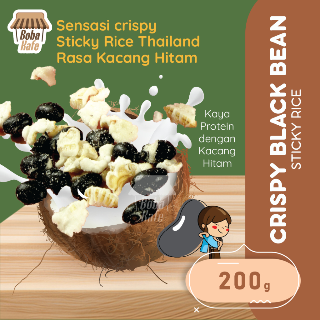 

BLACK BEAN STICKY RICE POP CRUNCHIES @200GR - TOPING STICKY RICE RASA KACANG HITAM