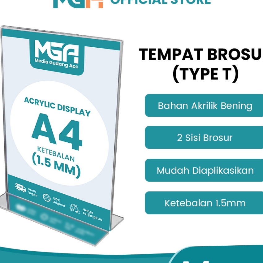 

Bonuskan TEMPAT BROSUR A4 15MM PORTRAIT 2 SISI TENT HOLDER TENT CARD STAND AKRILIK