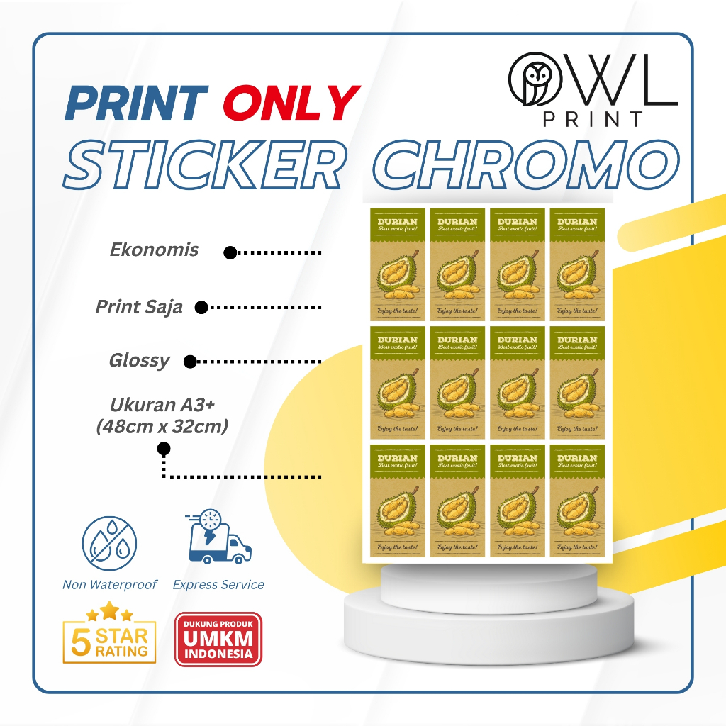 

Cetak Stiker Kromo / BONTAK A3+ Print Saja / Label Makanan / Label Kemasan /Onlineshop