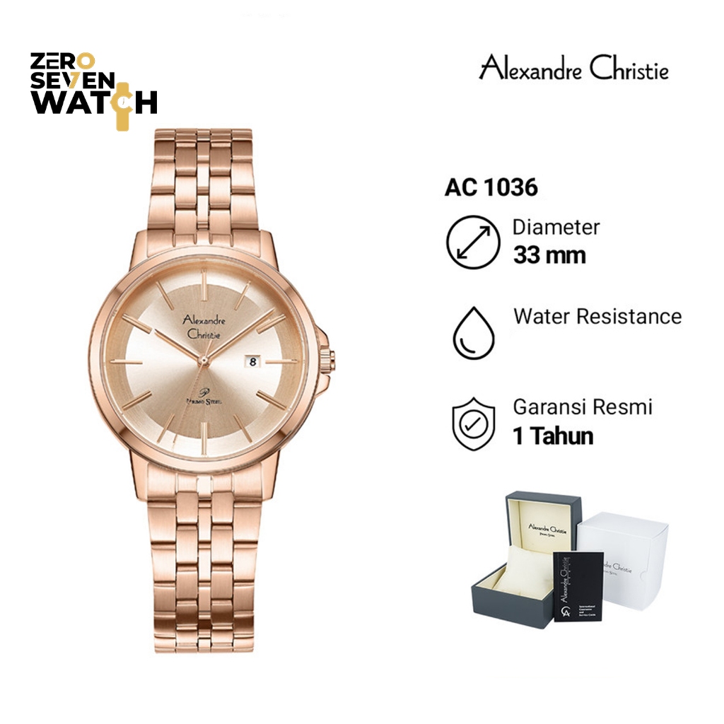 Jam Tangan Wanita Alexandre Christie AC 1036 AC1036 Original Stainless