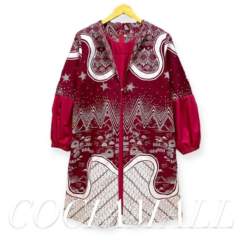 Tunik Dress Batik Wanita Modern Jumbo Ld 150cm Sampai Xs Lengan Panjang Resleting Belakang Bahan Toy
