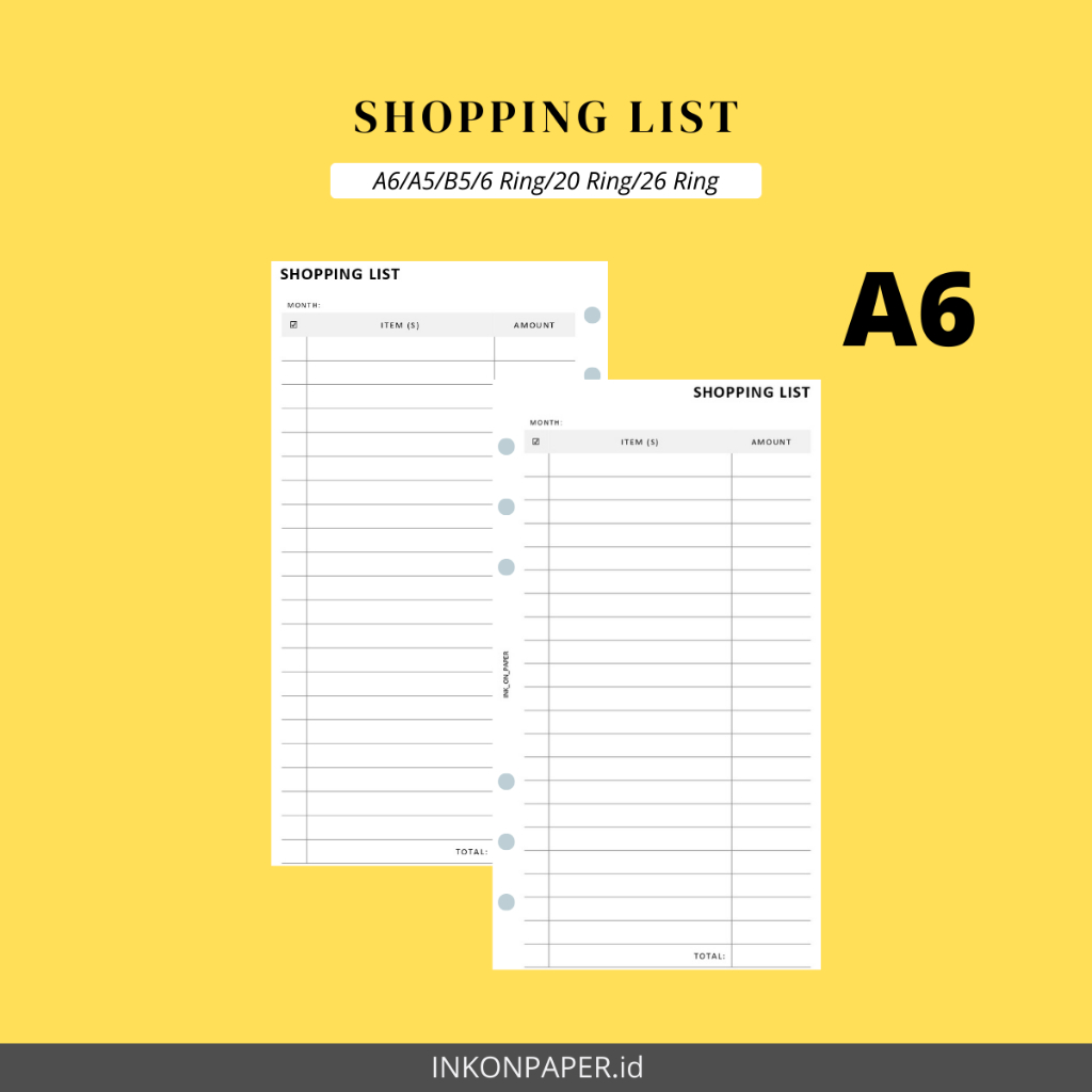 

A6 - Planner, Shopping List by INK_ON_PAPER