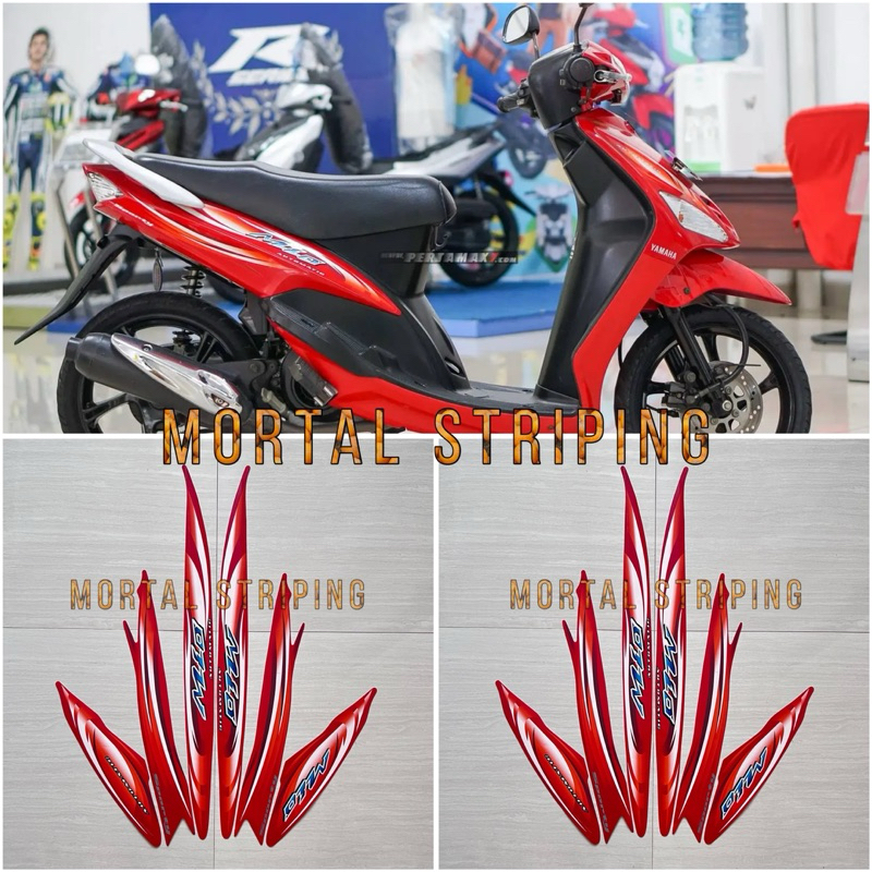 STIKER STICKER STRIPING LIS BODY MOTOR MIO SPORTY 2007 MERAH STANDAR