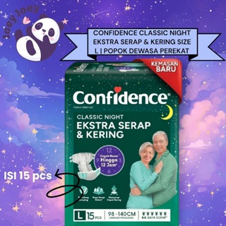 CONFIDENCE Popok Dewasa Perekat Classic Night Ekstra Serap dan Kering L15 | Popok Dewasa Perekat