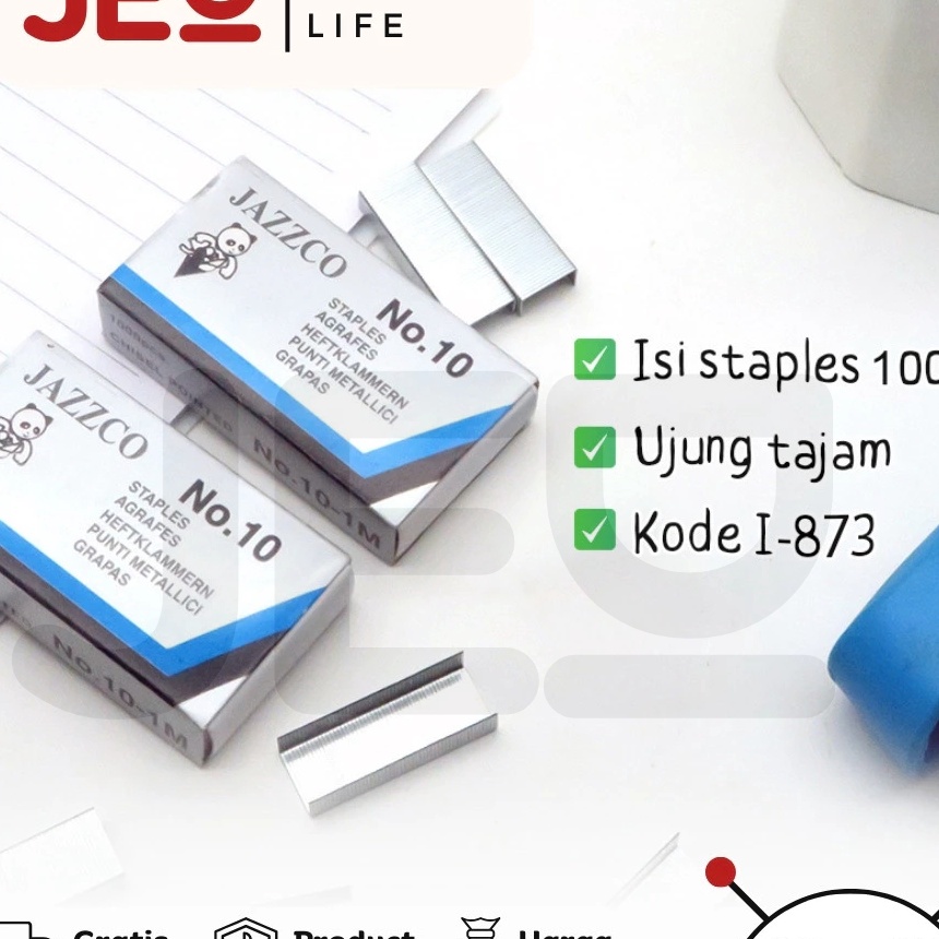 

Ekstra 1 BOX2 pak kecil 2 Pcs Staples Isi Stapler Refill Stapler JAZZCO No 1 Biru