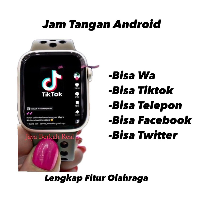 Jam Tangan Android Pintar Bisa WA Layar Sentuh SmartWatch Pintar Bisa Tiktok Bisa Telepon Anti Air F