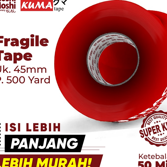 

KI3 Lakban Fragile Moshi Kuma 2 inch Yard Isolasi Tape Perekat Kuat