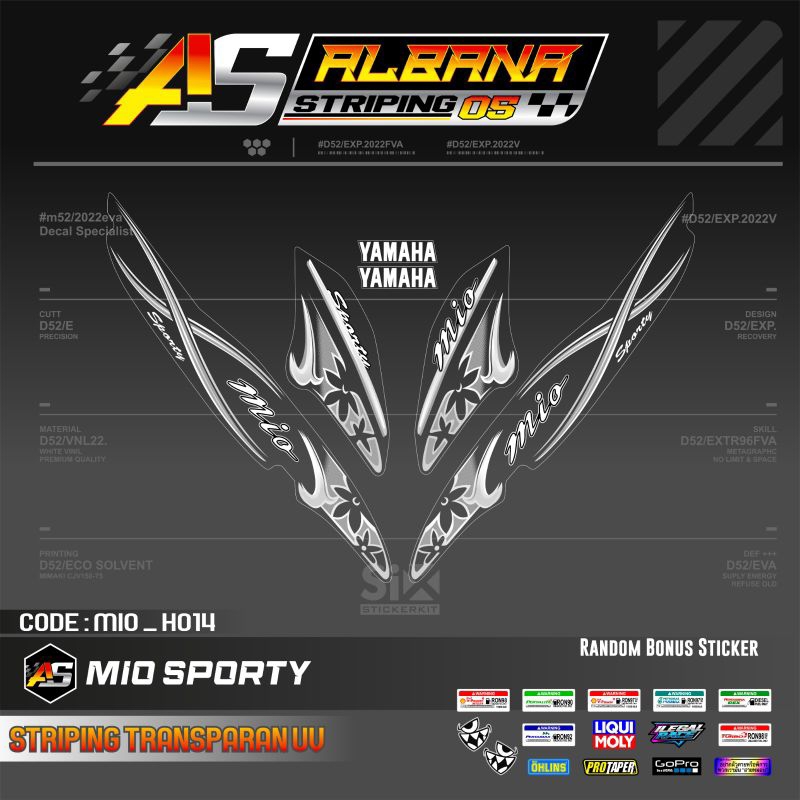 STICKER YAMAHA MIO BUNGA TRANSPARAN/STRIPING MIO KEMBANG/MIO SPORTY 2005/2006