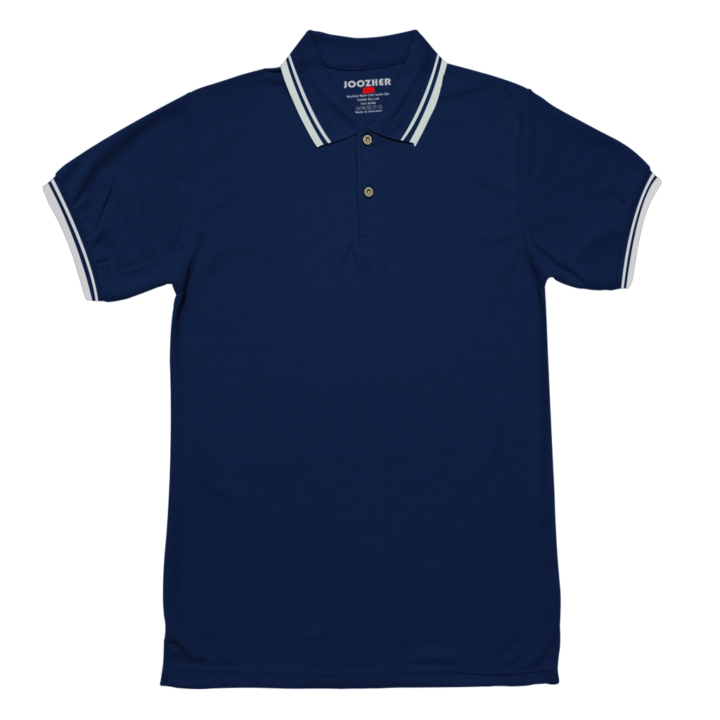 Joozher - Polo List Polos Unisex Navy List Putih