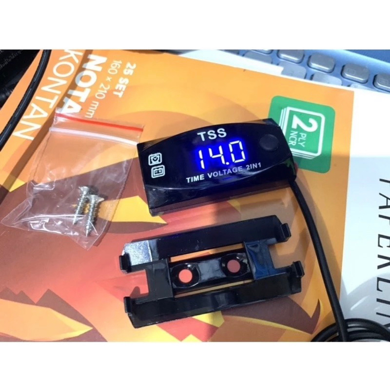 Voltmeter Motor Dan Jam Digital 2 in 1 Voltmeter Amper Aki Jam Digital