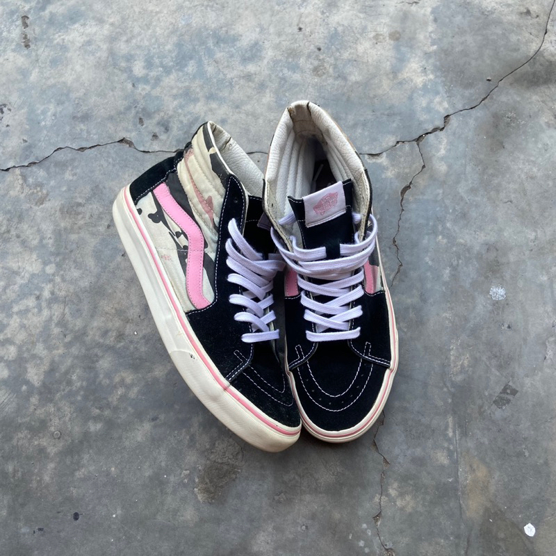 Sepatu Vans Sk8 High Pink Camo Skate Second Size 44 Original