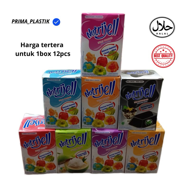 

Nutrijel Jelly Rasa Buah 1box 12sachet | Nutrijell Var Plain Cincau Jeruk Leci Mangga Strawberry Anggur Kelapa Muda