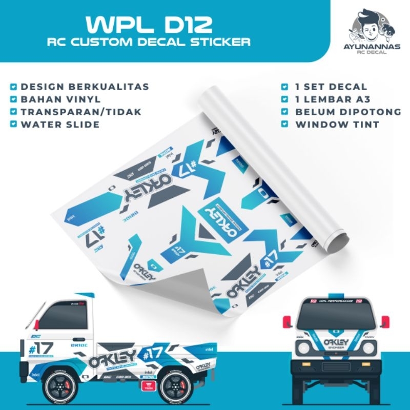 Decal Stiker RC WPL D12 skala 1:10 Oakley livery