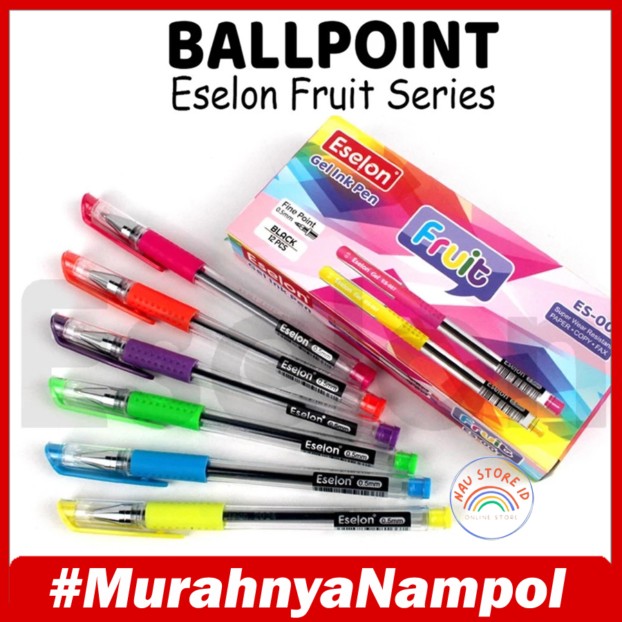 

Pulpen Gel Hitam seri Fruit ES-007 isi 12 biji / 12pcs Pulpen Gel FRUIT ES-007 / 1pak Pulpen Gel Office 0,5mm