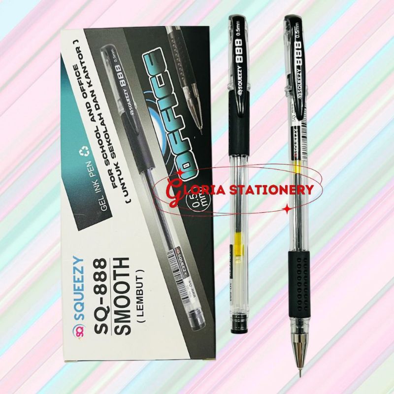 

SQUEEZY gel pen 0,5 GP SQ888 isi 12/Pen gel 0,5 GP SQ 888 SQUEEZY Isi 12