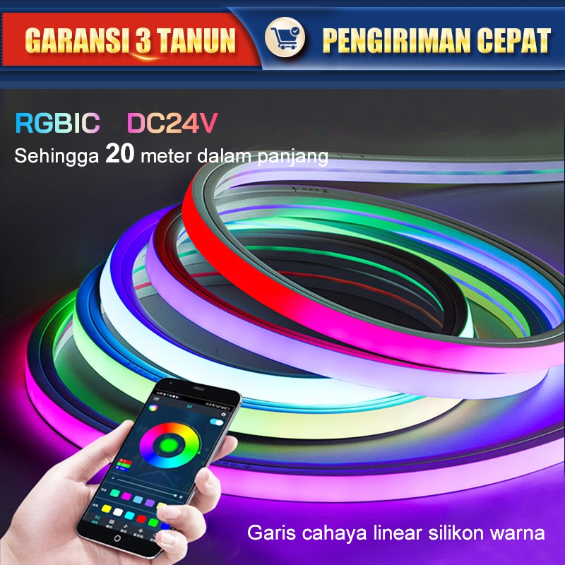 Led strip Lampu Strip RGB  Fleksibel Lampu Strip  Kamar Tidur Kamar 3M-20M Lampu Strip LED RGBIC 24V